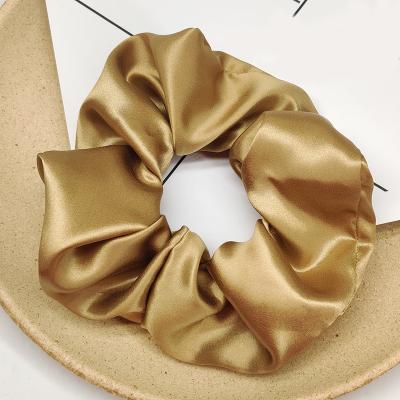 China European and American style custom girls kids gold hair scrunchies 100% rubber silk scrunchies ponytails holder women elastic hair bands for sale