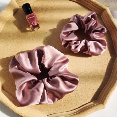 China European and American luxury custom soft luxury soft hair accessories scrunchie 100% solid color hair band girl silk hairbands women for sale