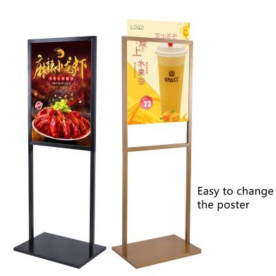 China Manufacture Promotion Kt Board Display Rack Wrought Iron Signage Poster Frame Mall Advertising Floor Standing MS002 for sale