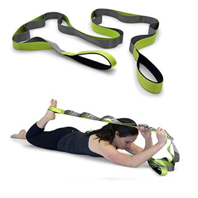 China Bodybuilding yoga stretching belt with multiple loops for physiotherapy and sports trainers for sale