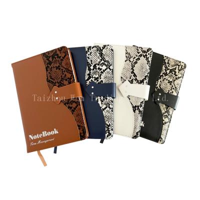 China Factory wholesale creative snakeskin leather notebook hardcover book with buckle perfect binding writing stationery for sale