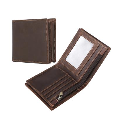 China Fashion Business Gift Multifunctional Design Crazy Horse Leather RFID Blocking Wallet Men's Card Holder Case for sale