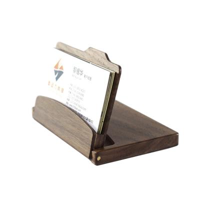 China Fashion Office Use Logo Walnut Office Business Custom Wooden Card Case Engraved Name Card Holder for sale