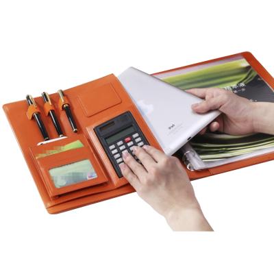 China Office Stationery A4 Size 4 Ring Binder Premium High Quality Leather Folder With Calculator for sale