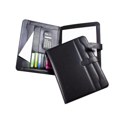 China Wholesale Waterproof Office Business Organizer Planner PU Leather Black Mutifunction Black Paper Folder Briefcase Organizer for sale