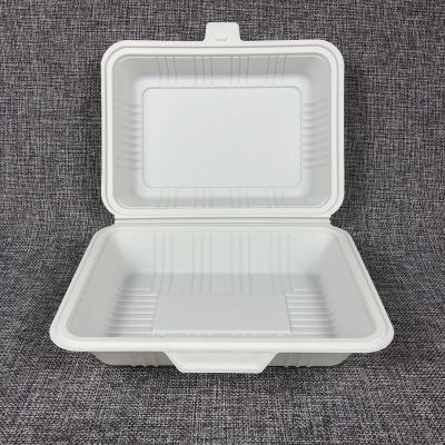 China Sustainable C14 15%off 100% biodegradable rectangular corn starch food container with lid Disposable cornstarch hot dog  box for sale