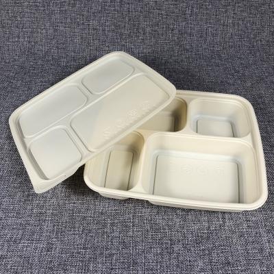 China Sustainable C18 15%off biodegradable corn starch lunch box with lid restaurant takeout food container 3 compartment for sale