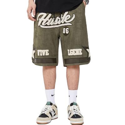 China QUICK DRY 2022 Summer Vintage Printed Letter Casual Shorts Embroidery Spell Leather Mens Summer Plus Size Mens Shorts Street Wear for sale