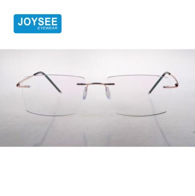 China Joysee 2021 Fashionable Titanium Optical Frames Super Light Rimless Single Business Eyewear With CE Certificate for sale