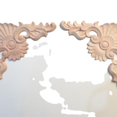 China Chinese factory wholesale wood carved applique corner onlay furniture decal cabinet window sash onlay for sale