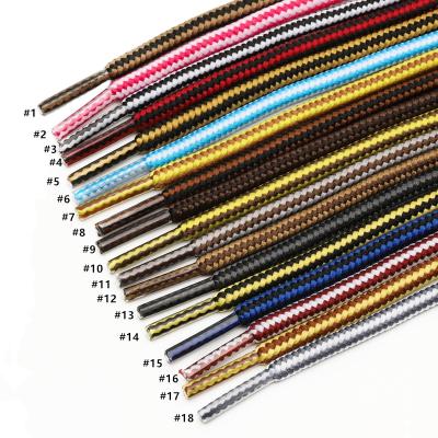 China Round Strong Boot Laces Increase Walking Boot Laces Round Colorful Striped Rope Shoe Lace Strings for sale