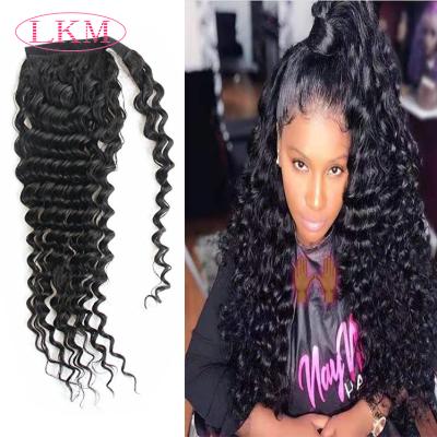 China Long Curly Drawstring Ponytail Wave Sheer Deep Curly Virgin Hair Ponytail for sale