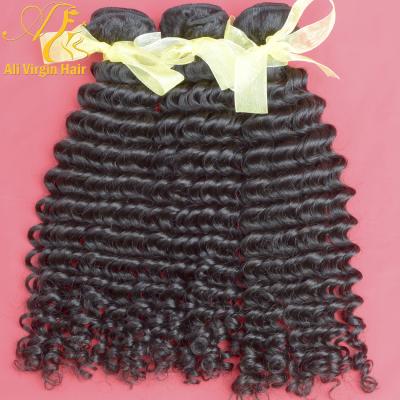 China Can Be Dyed/Can Be Permed 9A Peruvian Deep Wave Hair Extensions 3pcs/lot Curly Curly 100% Virgin Hair Weave Bundles Free Shipping for sale