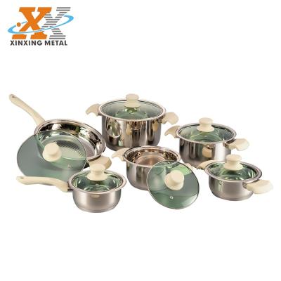 China China Supplier 12 Pcs Itailian Stainless Steel Sustainable Cookware Cookset With Silicone Handle for sale