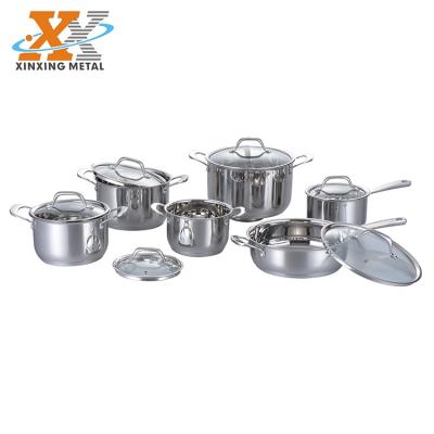 China Factory Sale Induction Cookware 12PCS Stainless Steel Double Handle Sustainable Cookware Set for sale