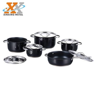 China Sustainable Good Price Kitchen Stick Non Coating Stainless Steel Pot Cookware With Handle for sale