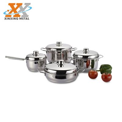 China Sustainable New Masterclass Premium 8 Pcs 201 Stainless Steel Cookware Set With Lids for sale