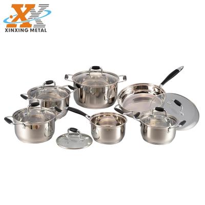 China Sustainable New Design 12 Pcs Stainless Steel Kitchen Dinnerware Set Bakelite Handle Cookware Set for sale