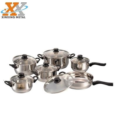 China Hot Sale 12Pcs Viable Straight Shaped Fold Cookware Sorting Set Die Casting Handle Lid Flat Glass Cookware for sale