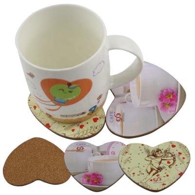 China GOODADV Viable Custom Wedding Gift Coaster With Heart Shape Cork MDF Coaster for sale