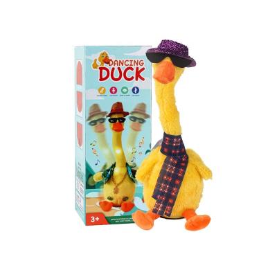 China Bring Stuffed Toys Wholesale Cheerful Singing Ducks With Clothes Dancing Twisting Repeat Electric Recording Plush Talking Toys For Kids for sale