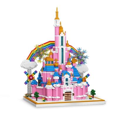 China Toy New Arrivals Micro Building Block Rainbow Castle Small Particles Puzzle Assembly Pink Brick Set Disneyss Princess Toys For Kids for sale