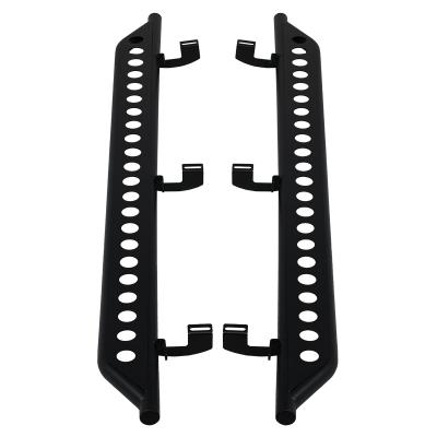 China Steel Round Tube Hole Rock Slider Side Step For Jeep Wrangler JL With 4 Side Door Running Tips for sale