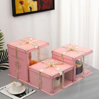 China HOT Selling Materials PET Clear Wedding Cake Box Recycled Paper Cupcakes Box With Half Window Packaging Box for sale