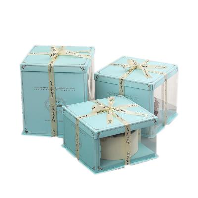 China Recycled Materials Transparent PET Wedding Half Customized Cake Box Cupcake Paper Box With Window Packaging Box for sale