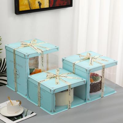 China PET Half Recycled Materials Wedding Paper Cake Box Clear Cupcake Box With Window Packing Box For Birthday for sale