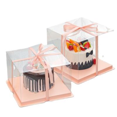 China Wholesale Custom Pink Plastic Recycled Materials Cake Box Cake Box Clear Plastic PET 6