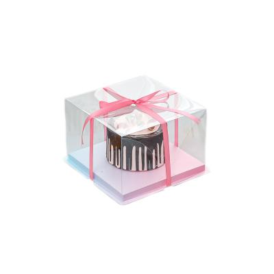 China High Quality Recycled Materials Cake Box Transparent Hot Selling PET Cake Box In Stock Plastic Packaging Box for sale