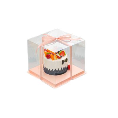 China Recycled Materials Wholesale Custom Transparent Pink Cake Box Cake Box PET 6