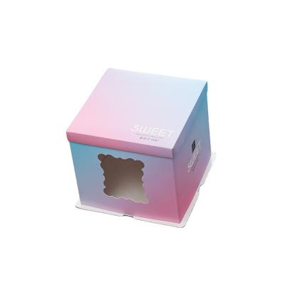 China Recycled Materials Wholesale Customized Square Cake Box Paper Packaging Box With Clear Window In Stock for sale