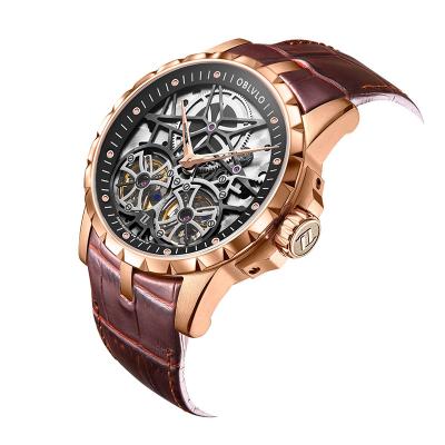 China Water Resistant OBLVLO Custom Famous Brand Luxury Men Business Skeleton Fully Automatic Wrist Sport Mechanical Watches for sale