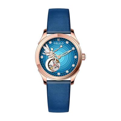 China Water Resistant Custom Logo Japan Movement Leather Strap Women Ladies Luxury Fashion Fully Automatic Mechanical Watcheseses for sale