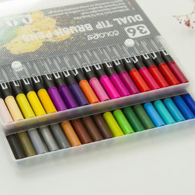 China High Level Paint 36 Color Line Double Tips Double Brush Pen Student Hook Head Line for sale