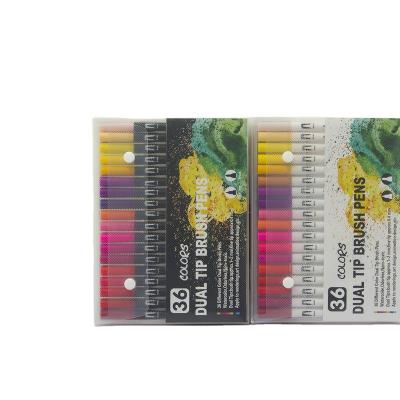 China Dual Tips Best Selling Comics Brush Pen 36 Color Double Head Student Drawing Graffiti Pen for sale