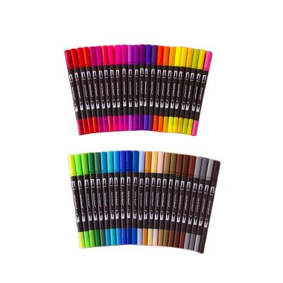 China Latest Arrival Watercolor Graffiti Pen 48 Color Dual Head Art Double Tips Comic Brush Pen for sale