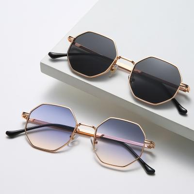 China 2022 Fashion Sunglasses Newly Shape Classic Luxury Retro Chained Sun Glass Hexagon Metal Sunglasses Unisex Shades for sale