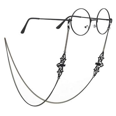 China Fashoin 2021 Hot Selling Retro Fashion Personality Hot Selling Retro Fashion Personality Glass Decorative Hanging Glasses Chains Bat Pattern Sunglasses for sale