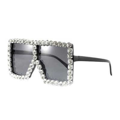 China Square Logo Oversized Rhinestone Custom Made Wholesale Trendy Design Fashion Sunglasses Newest Women Sun Glasses 2021 Glass for sale