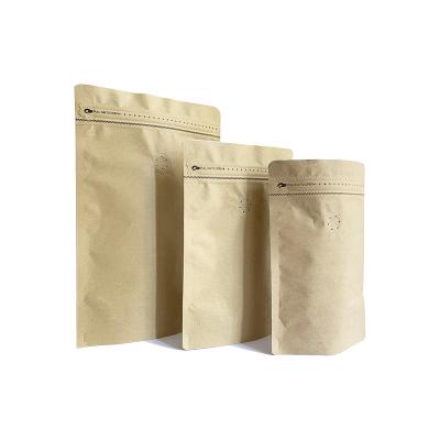 China RTS Kraft Paper Mylar Bags Aluminum Foil Kraft Paper Moisture Proof Coffee Bag With Valve for sale