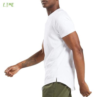 China White Custom OEM Private Label Mens Anti-pilling Fitness T-shirt Slim Muscle Fitted 95 Cotton 5 Elastane T Shirt for sale