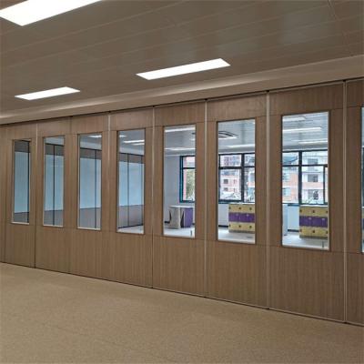 China Soundproof movable partition wall  operable  wall with glass windows for school for sale