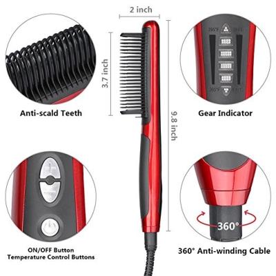 China Comb + Hair Straightener Hair Straightening Brush 2, Anti-Scald Patented Design, PTC Heating Technology, 30 Minutes Cut & Large Automatic Home Styler, Red for sale