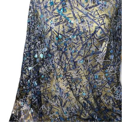 China ZP1015Wholesale Stage Designer Fabric Fashion Water Soluble Tassels Mix Color Sequins Mesh Embroidery Sequin Velvet Fabric Slowjuelas for sale