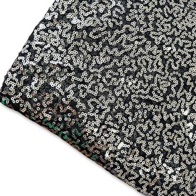 China ZP1017Wholesale Stage Designer Fabric Fashion Black Color Sequin Ribbon Sequin Embroidery Sequin Velvet Fabric Water Soluble Lentejuelas for sale