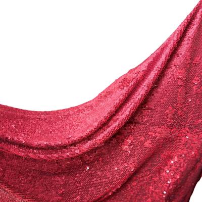 China ZP1018Wholesale Red Color Water Soluble Sequin Fabric Fashion Designer Stage Sequin Embroidery Sequin Velvet Fabric Red Lentejuelas for sale