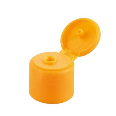 China 2020 safe hot sale plastic cap for kids custom yellow color round filp 24/410 plastic top cap for bottle for sale